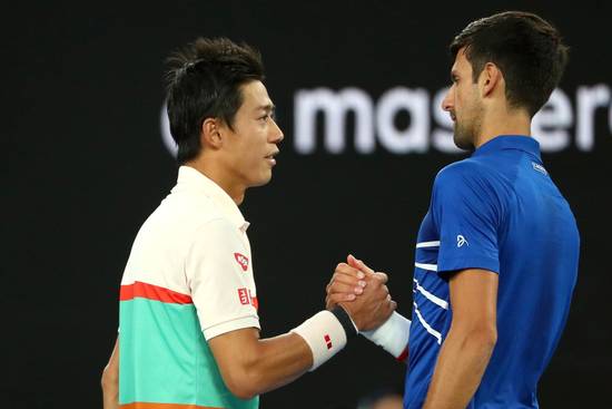 Nishikori congratulates Novak Djokovic